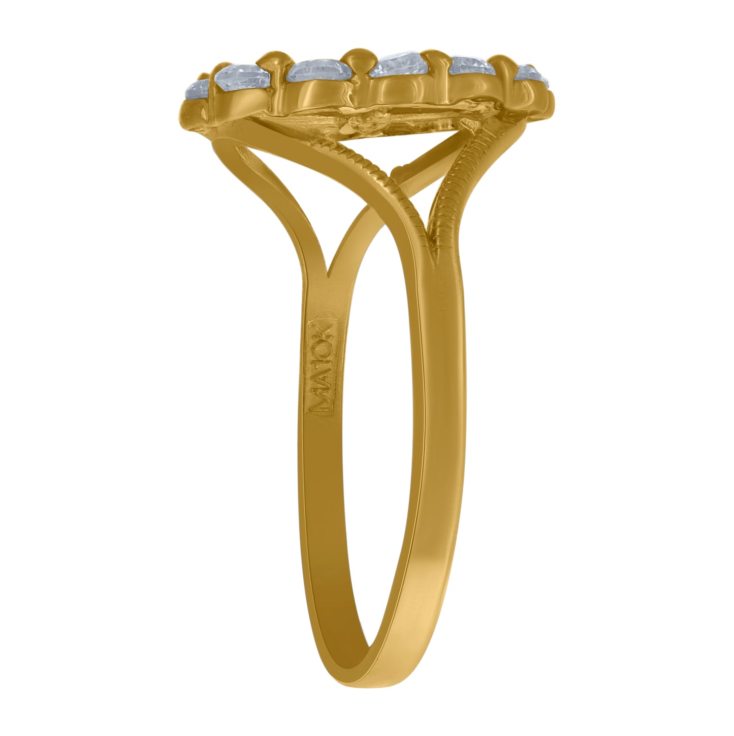 10K Tri-Color Gold Womens Round Cubic Zirconia Lady Of Guadalupe Religious Ring
