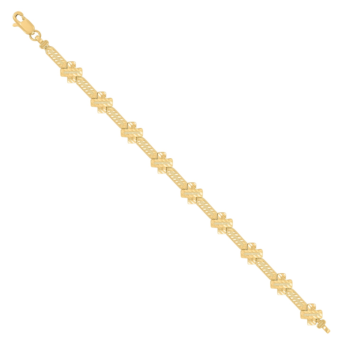 10K Yellow Gold Womens X Link Bracelet Size 7 Inches