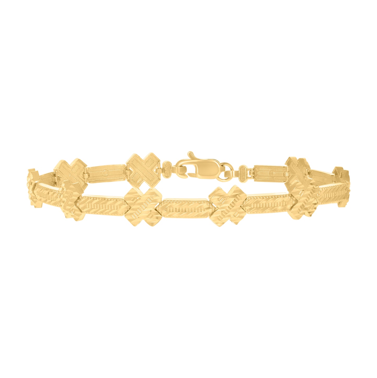 10K Yellow Gold Womens X Link Bracelet Size 7 Inches
