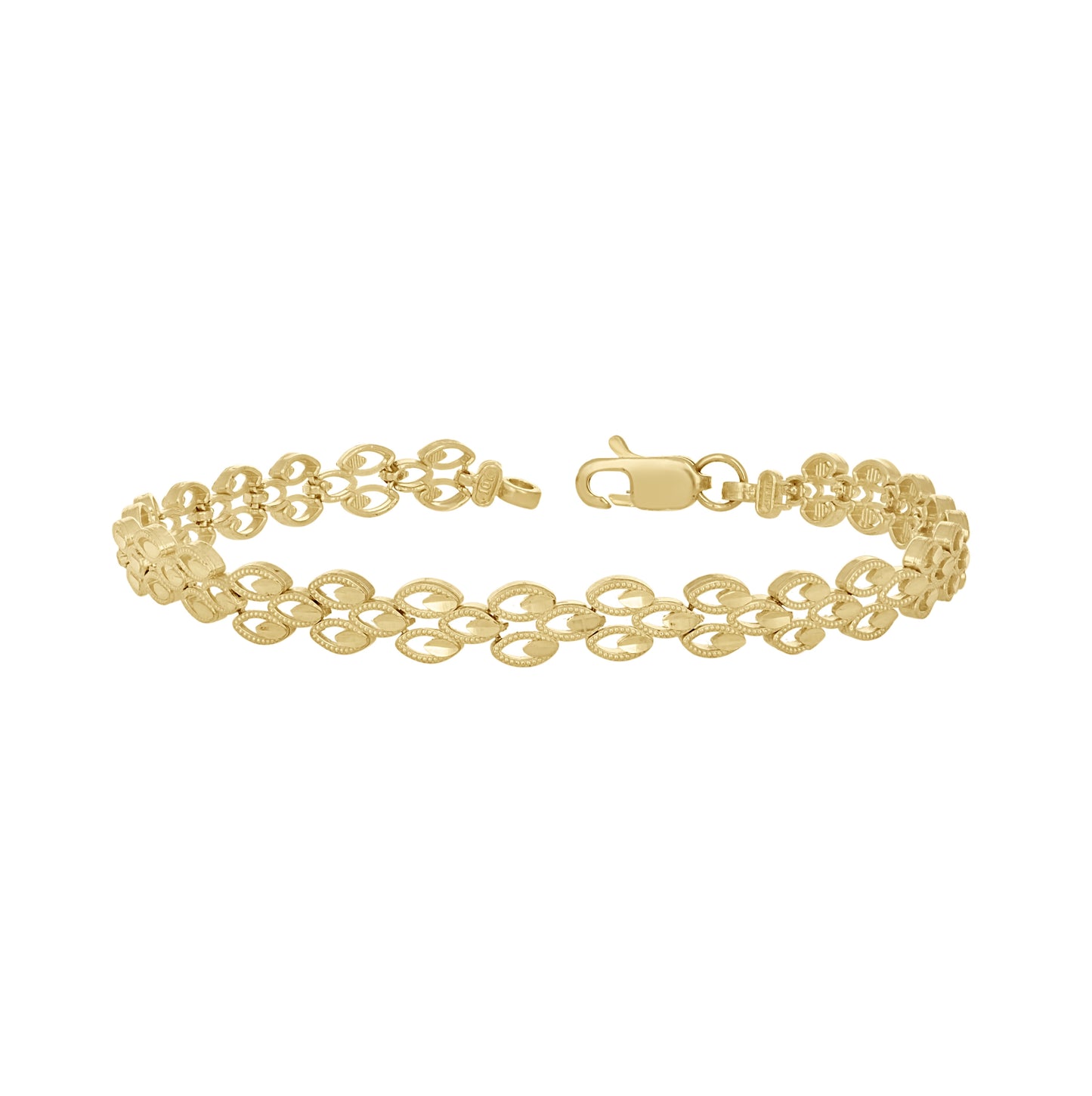 10K Yellow Gold Womens Filigree Bracelet Size 8 Inches