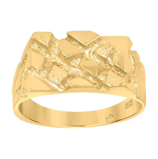 10K Yellow Gold Mens Nugget Fashion Ring