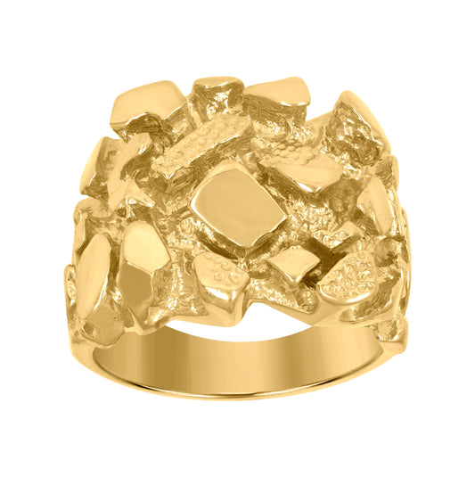 10K Yellow Gold Mens Nugget Fashion Ring