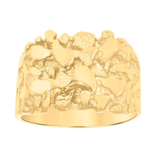 10K Yellow Gold Mens Nugget Fashion Ring