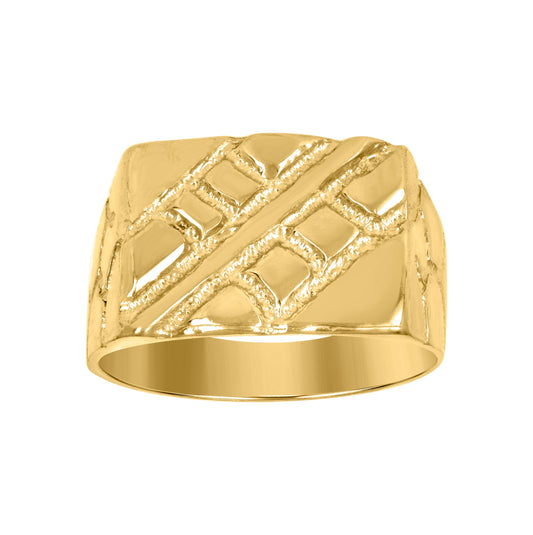 10K Yellow Gold Mens Nugget Fashion Ring