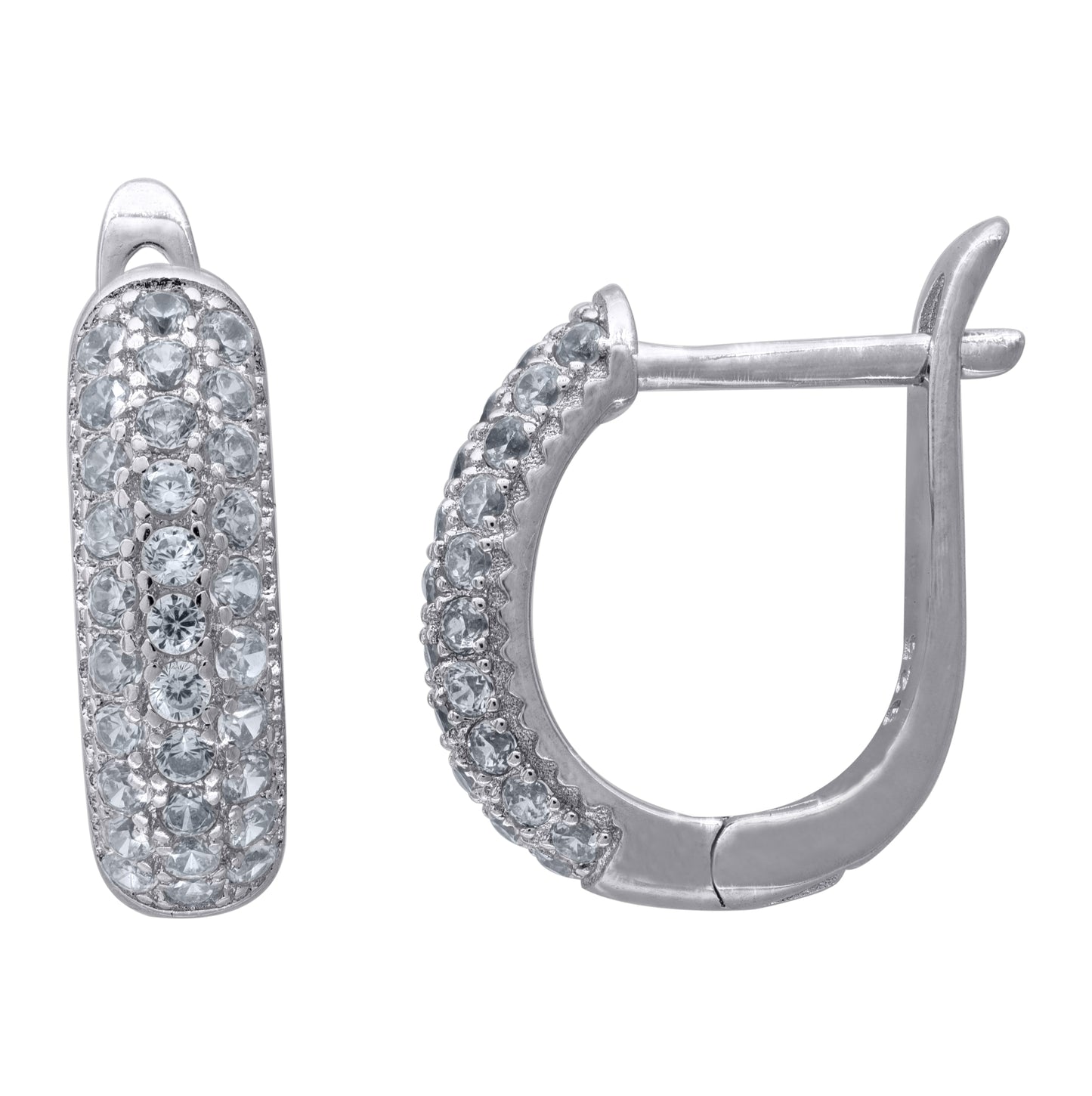 Sterling Silver Womens Cubic Zirconia French Clip Earrings