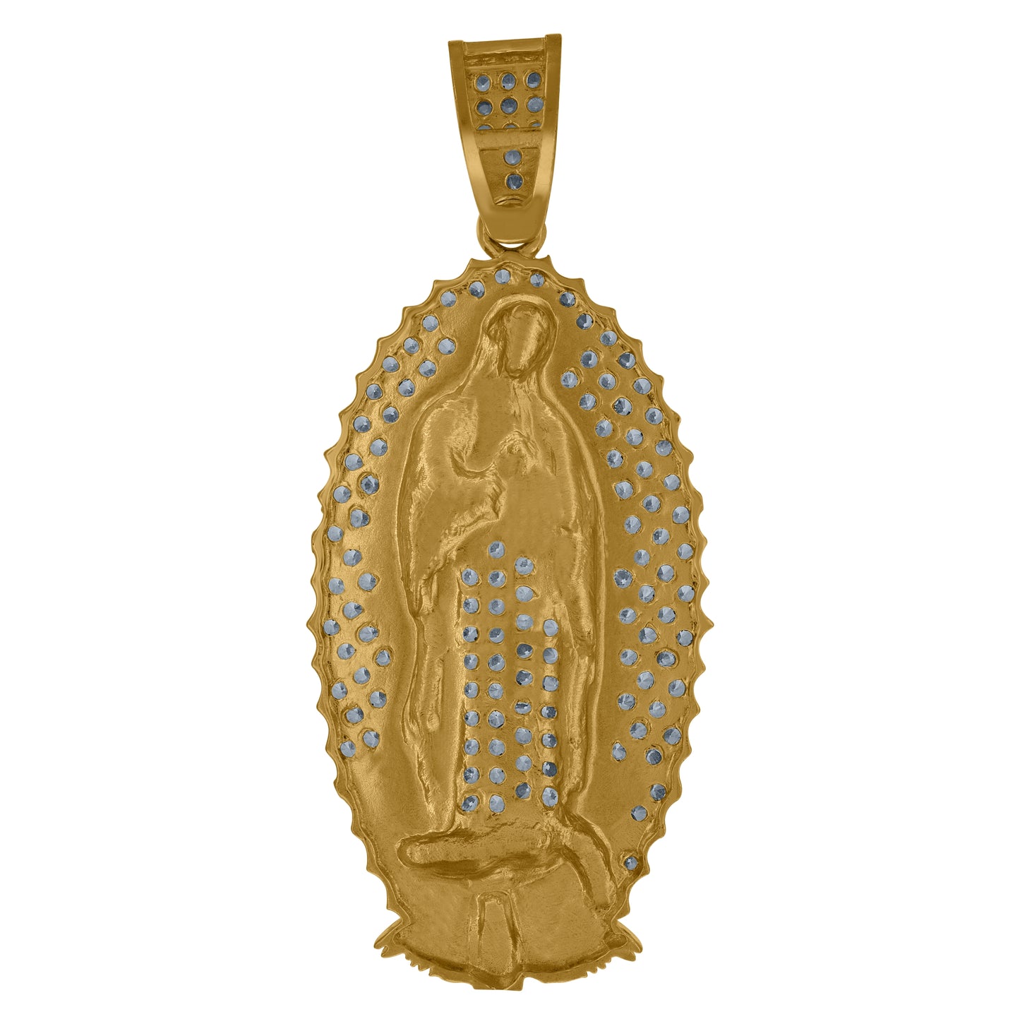 10K Two-Tone Gold Mens Cubic-Zirconia Religious Guadalupe Charm Pendant