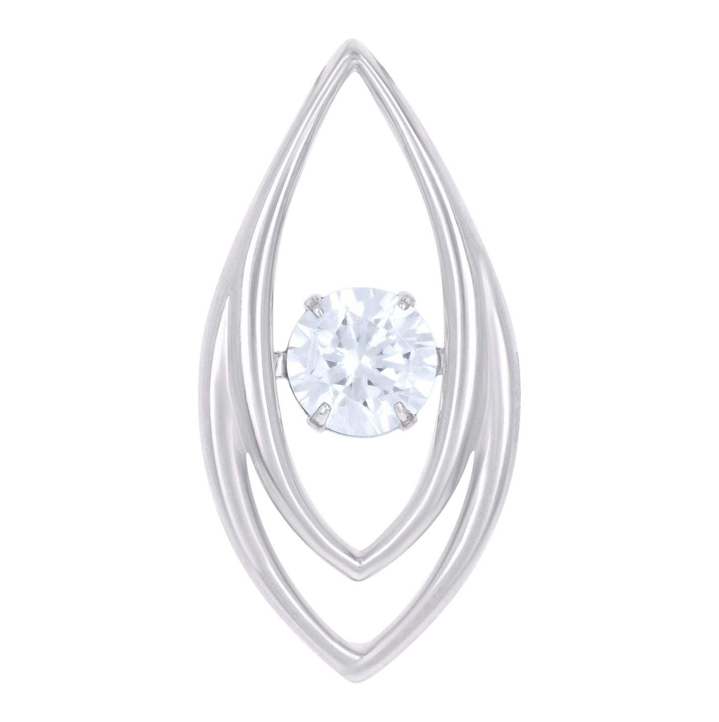 Sterling Silver Womens Cubic-Zirconia Marquise Charm Pendant