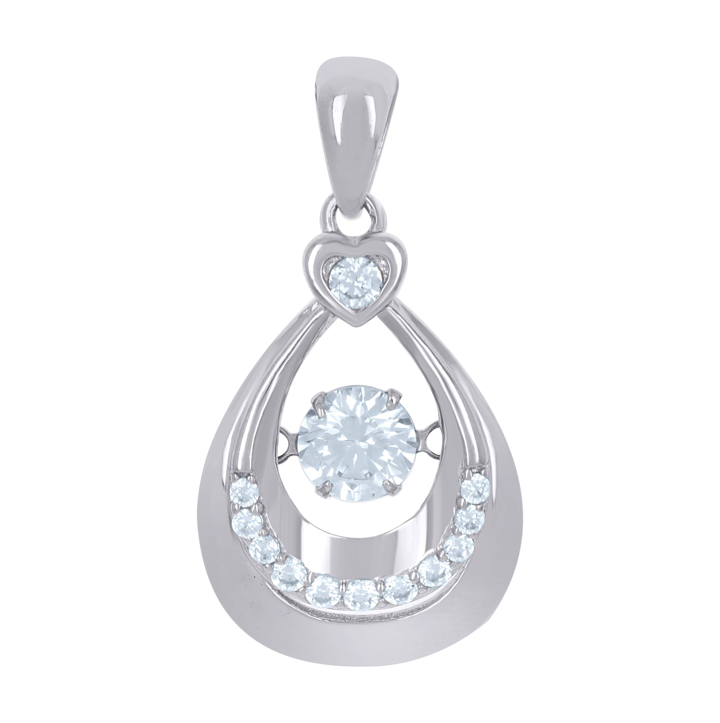 Sterling Silver Womens Cubic-Zirconia Tear Drop Charm Pendant