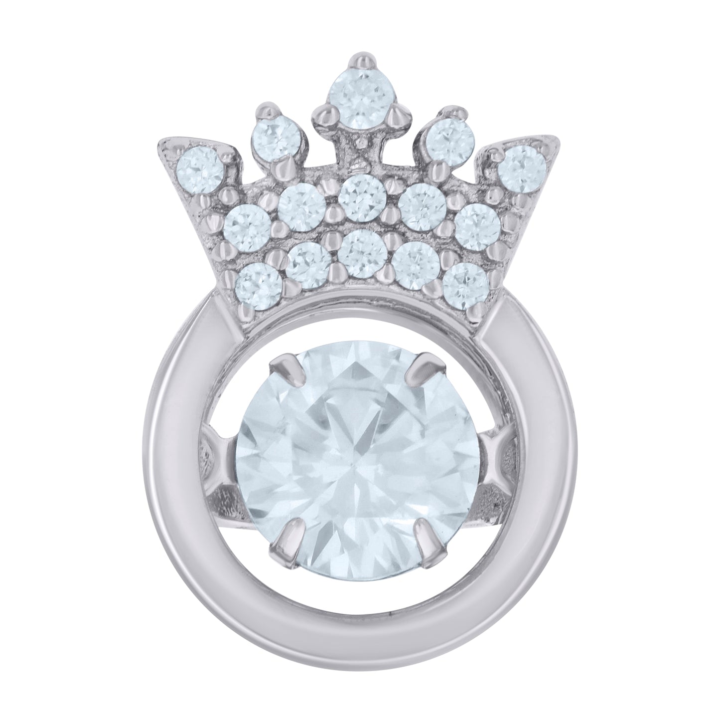 Sterling Silver Mens Cubic-Zirconia Crown Charm Pendant