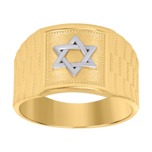 10K Two-Tone Gold Mens Star Of David Religious Ring Size 7