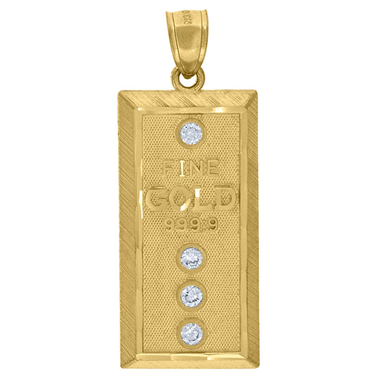 10K Yellow Gold Mens Cubic Zirconia Fine Gold 999.9 Fashion Charm Pendant