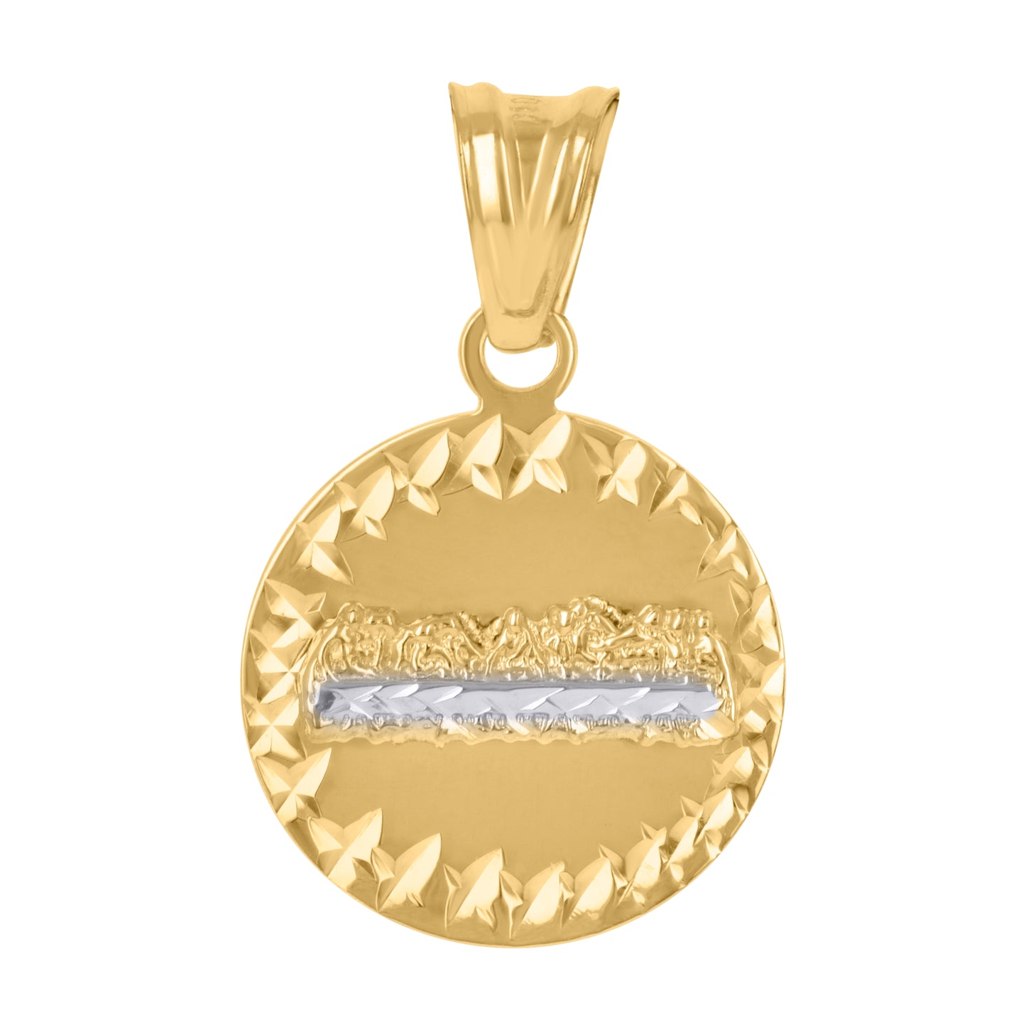 10K Two-Tone Gold Unisex Diamond-Cut Last Supper Charm Pendant