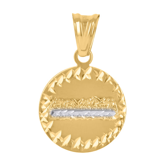 10K Two-Tone Gold Unisex Diamond-Cut Last Supper Charm Pendant