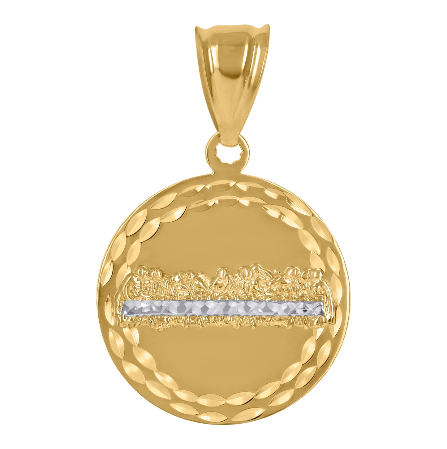 10K Two-Tone Gold Unisex Diamond-Cut Last Supper Charm Pendant