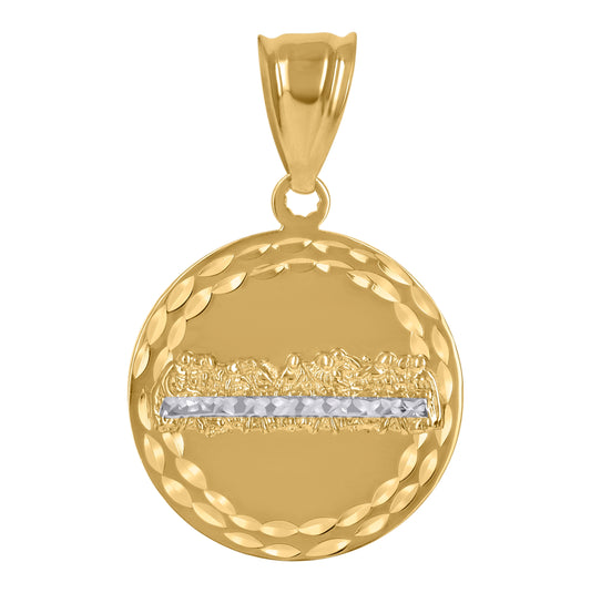 10K Two-Tone Gold Unisex Diamond-Cut Last Supper Charm Pendant