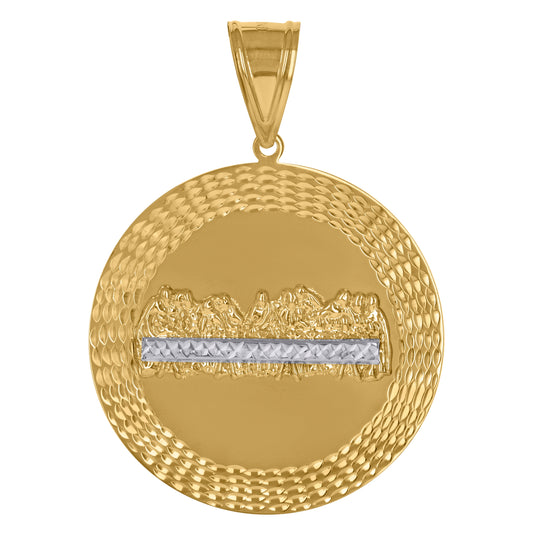 10K Gold Two-Tone Diamond-Cut Mens Last Supper Religious Charm Pendant