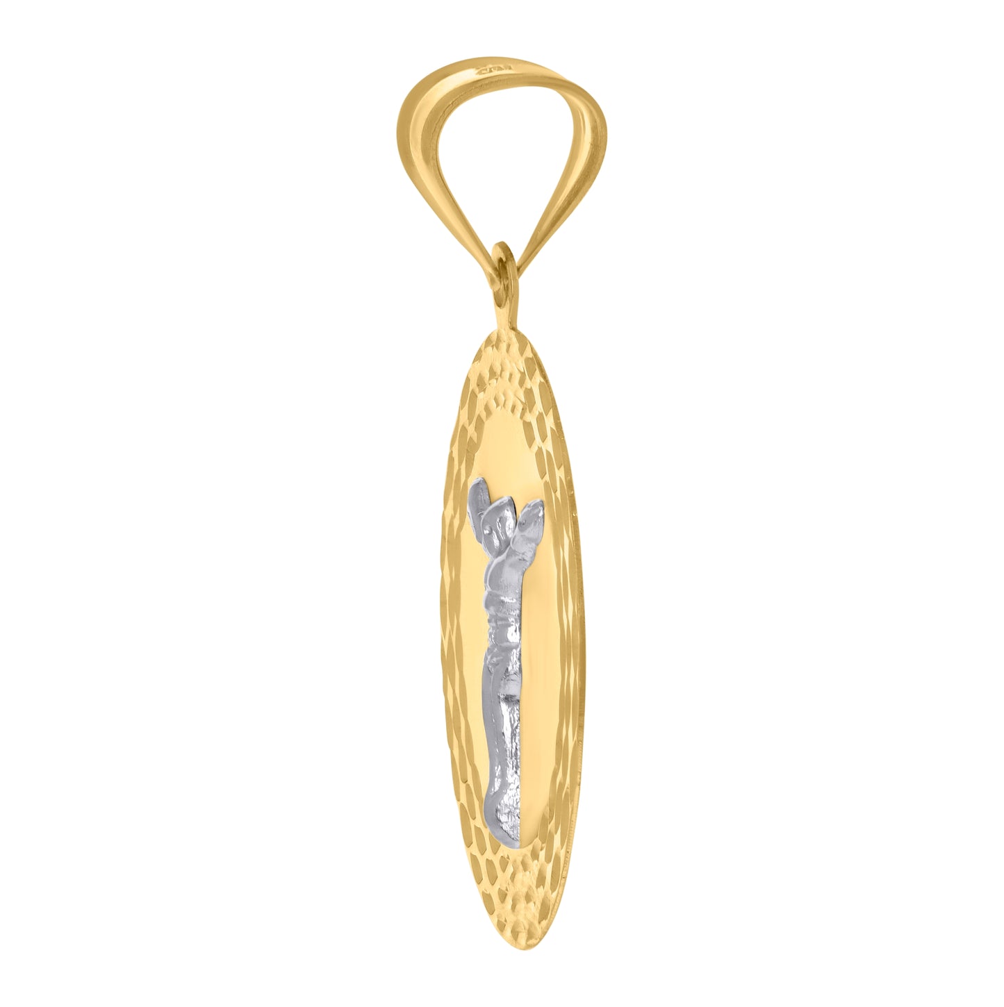 10K Gold Two-Tone Diamond-Cut Mens Jesus Religious Charm Pendant