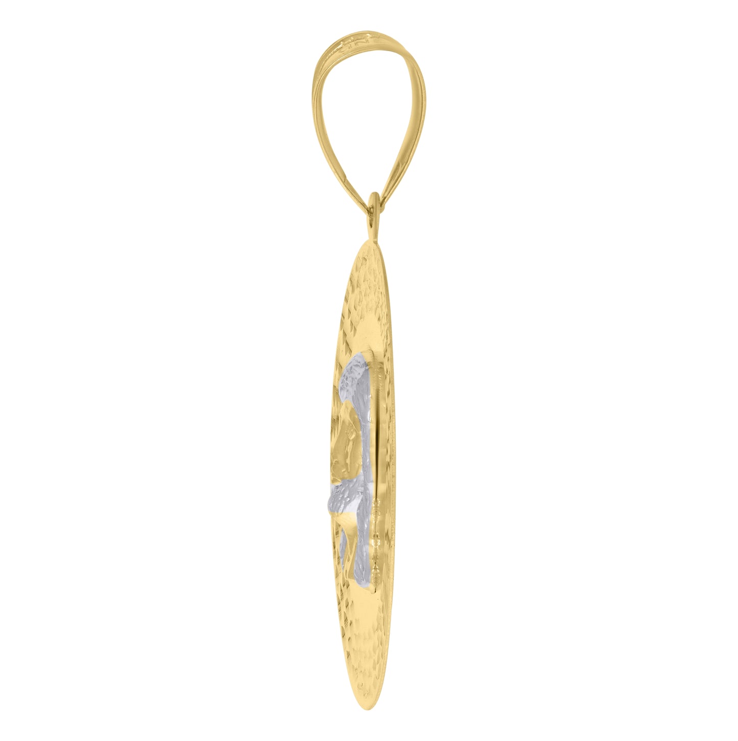 10K Two-Tone Gold Mens Women Diamond-Cut Jesus Religious Charm Pendant