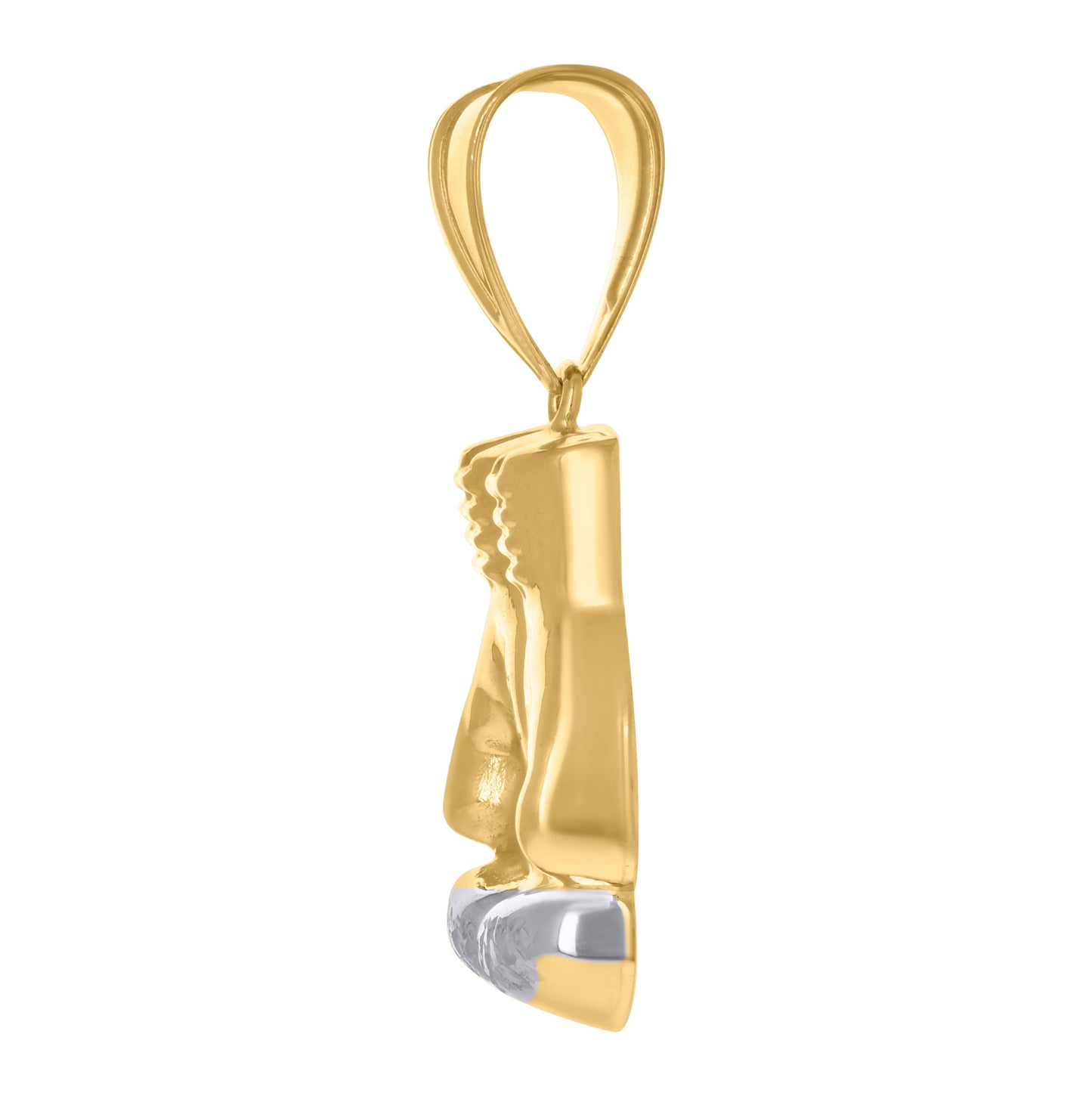 10K Gold Two-Tone Diamond-Cut Mens Boxing Gloves Pair Sports Charm Pendant