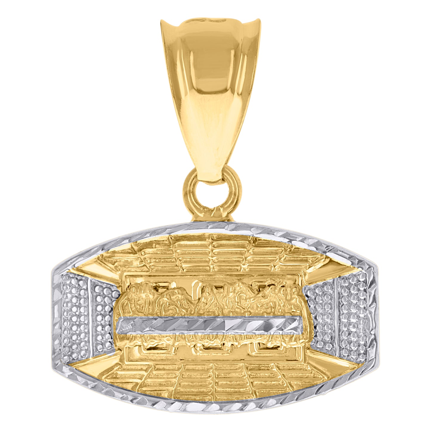 10K Two-Tone Gold Mens Last Supper Religious Charm Pendant