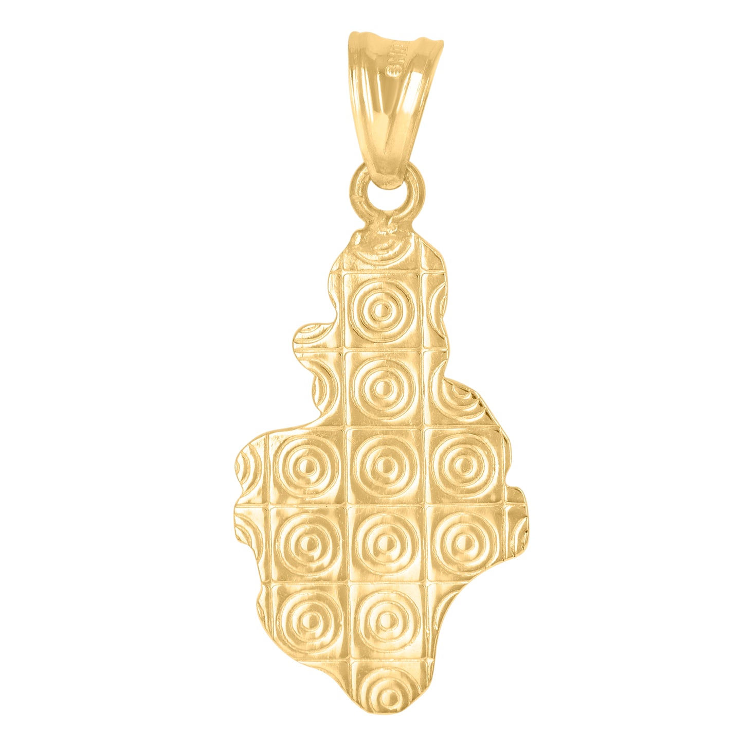 10K Gold Two-Tone Nugget Mens Nugget Charm Pendant