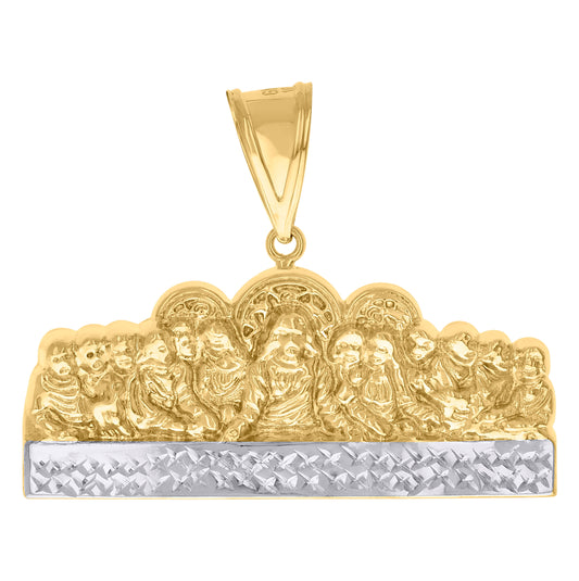 10K Two-Tone Gold Mens Diamond-Cut Last Supper Religious Charm Pendant