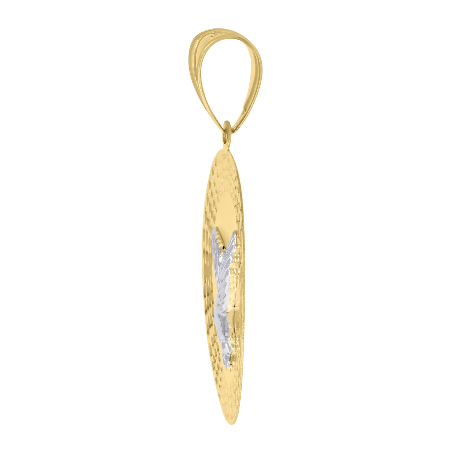 10K Gold Two-Tone Diamond-Cut Mens Eagle Animal Charm Pendant