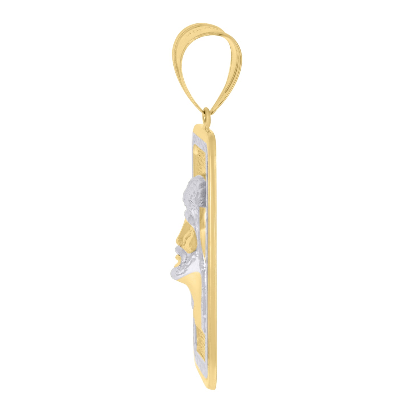 10K Two-Tone Gold Mens Textured Jesus Religious Charm Pendant