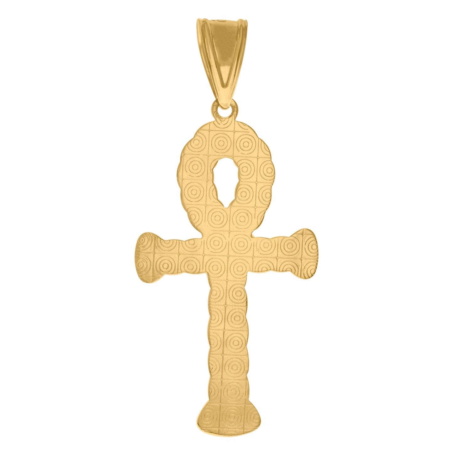 10K Two-Tone Gold Mens Twisted Ankh Cross Religious Charm Pendant