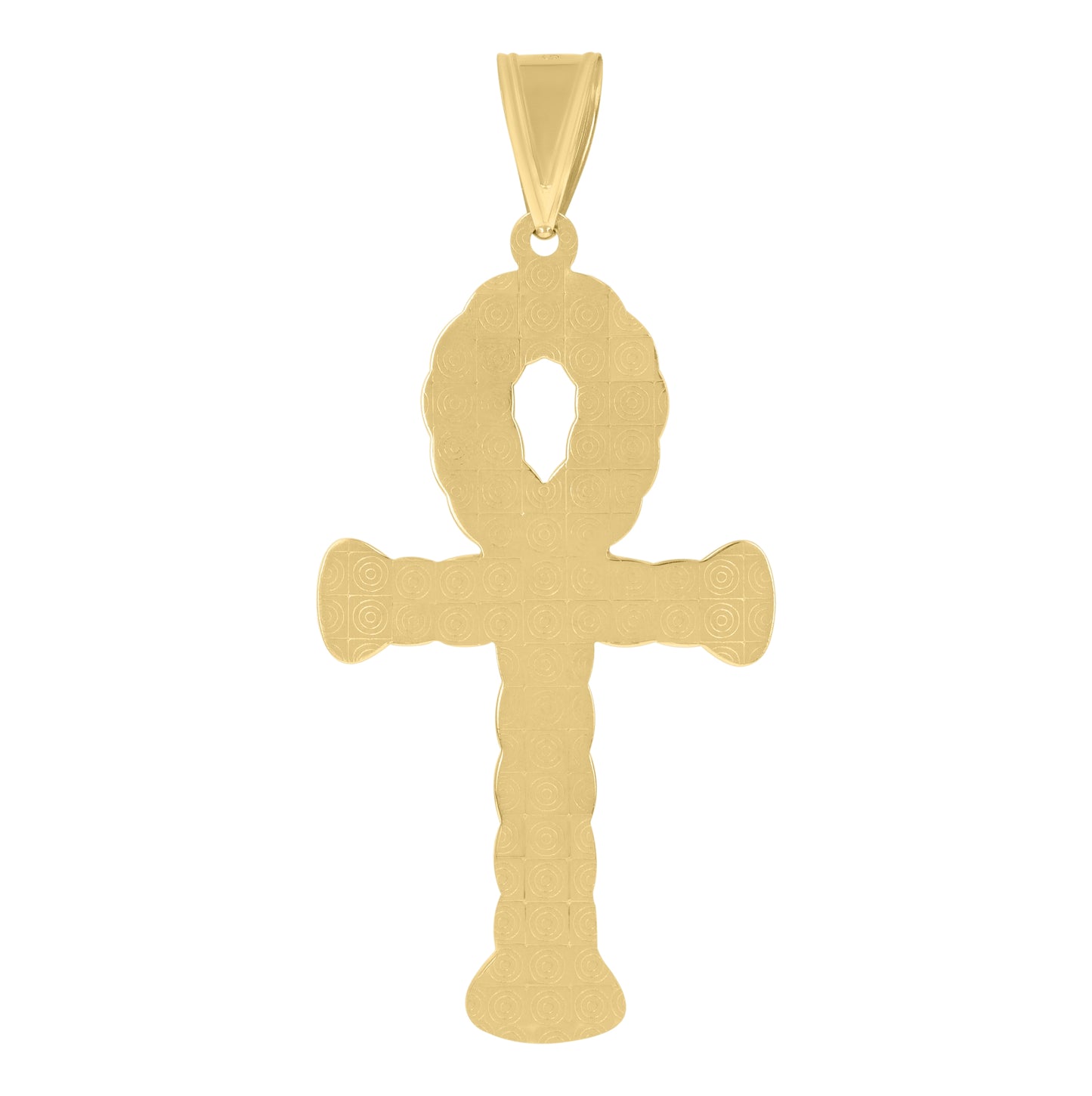 10K Gold Two-Tone Diamond-Cut Mens Ankh Cross Religious Charm Pendant