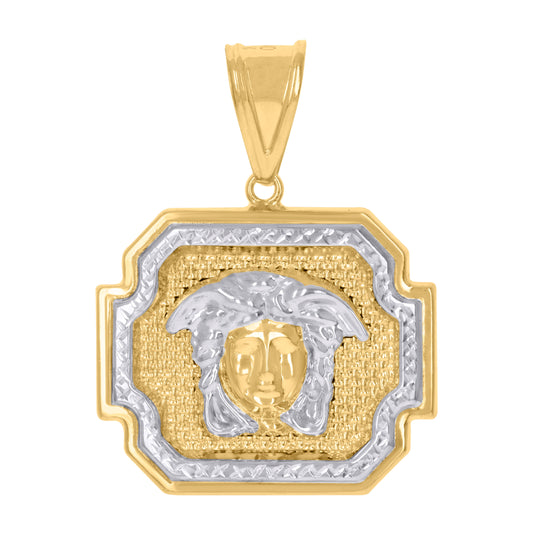 10K Two-tone Gold Mens Medusa Egyptian Fashion Charm Pendant