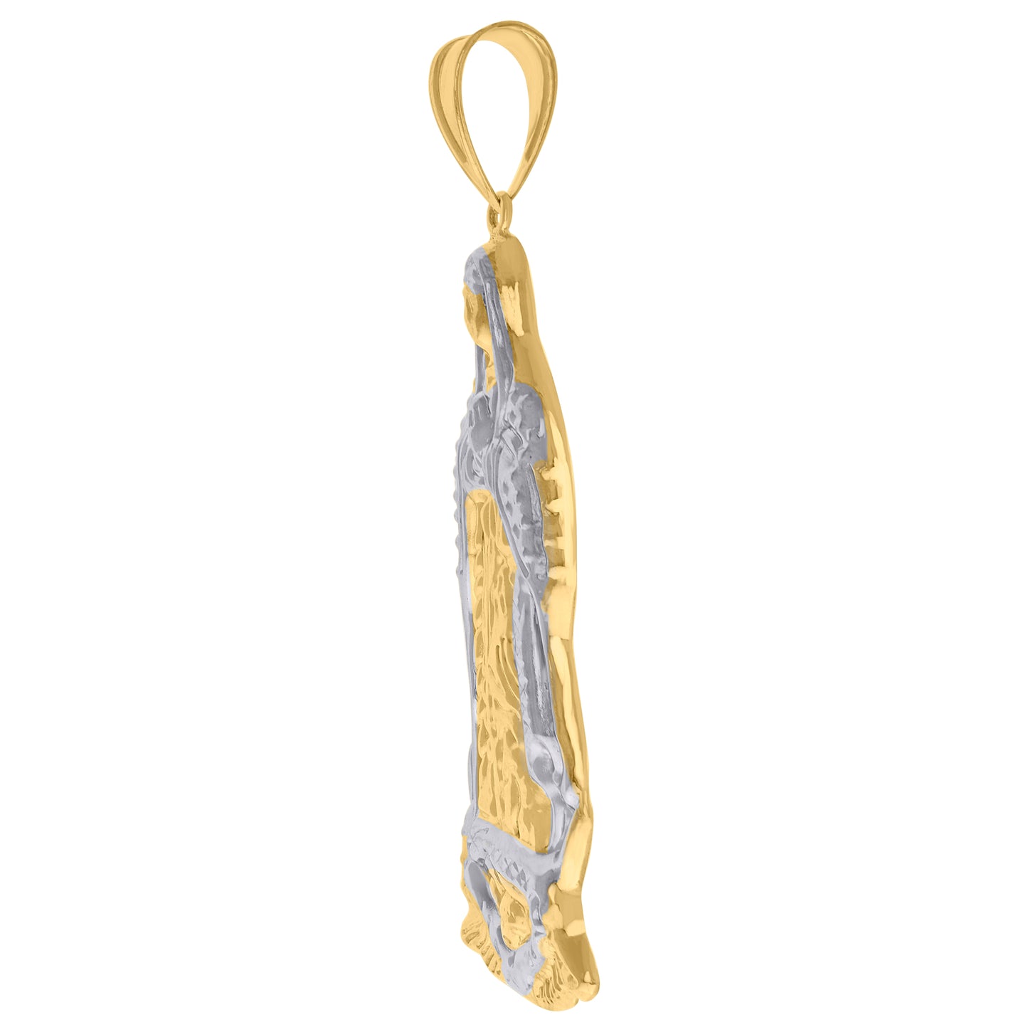 10K Gold Two-Tone Mens Guadalupe Mary Religious Charm Pendant