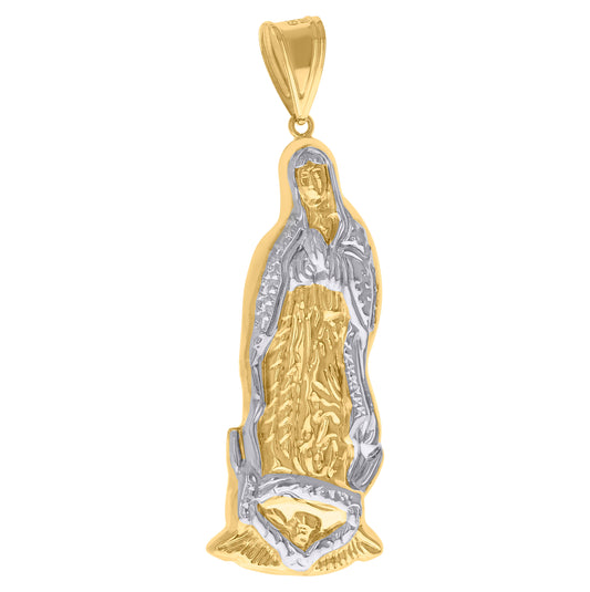 10K Gold Two-Tone Mens Guadalupe Mary Religious Charm Pendant