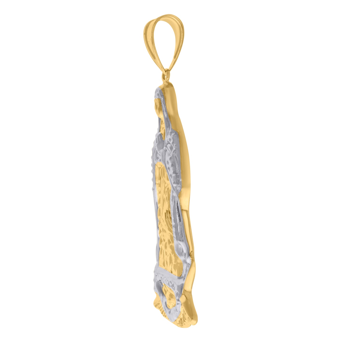 10K Gold Two-Tone Mens Guadalupe Mary Religious Charm Pendant
