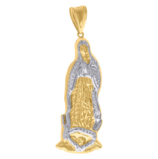 10K Gold Two-Tone Mens Guadalupe Mary Religious Charm Pendant