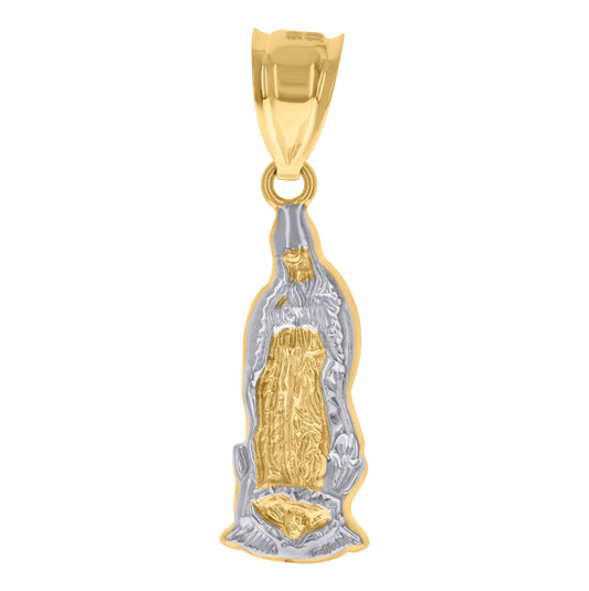 10K Gold Two-Tone Mens Guadalupe Mary Religious Charm Pendant