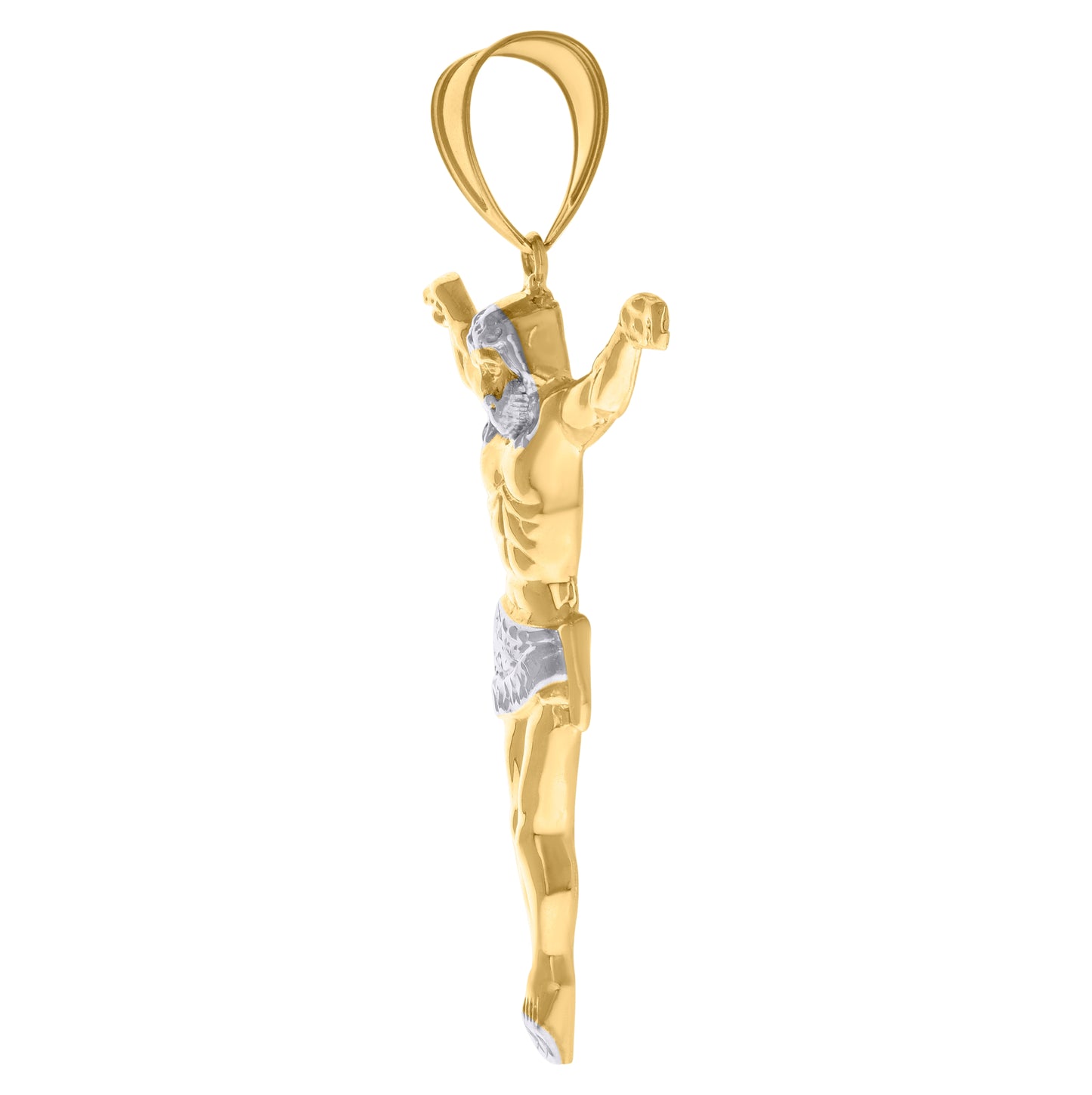 10K Gold Two-Tone Mens Jesus Crucifix Religious Charm Pendant