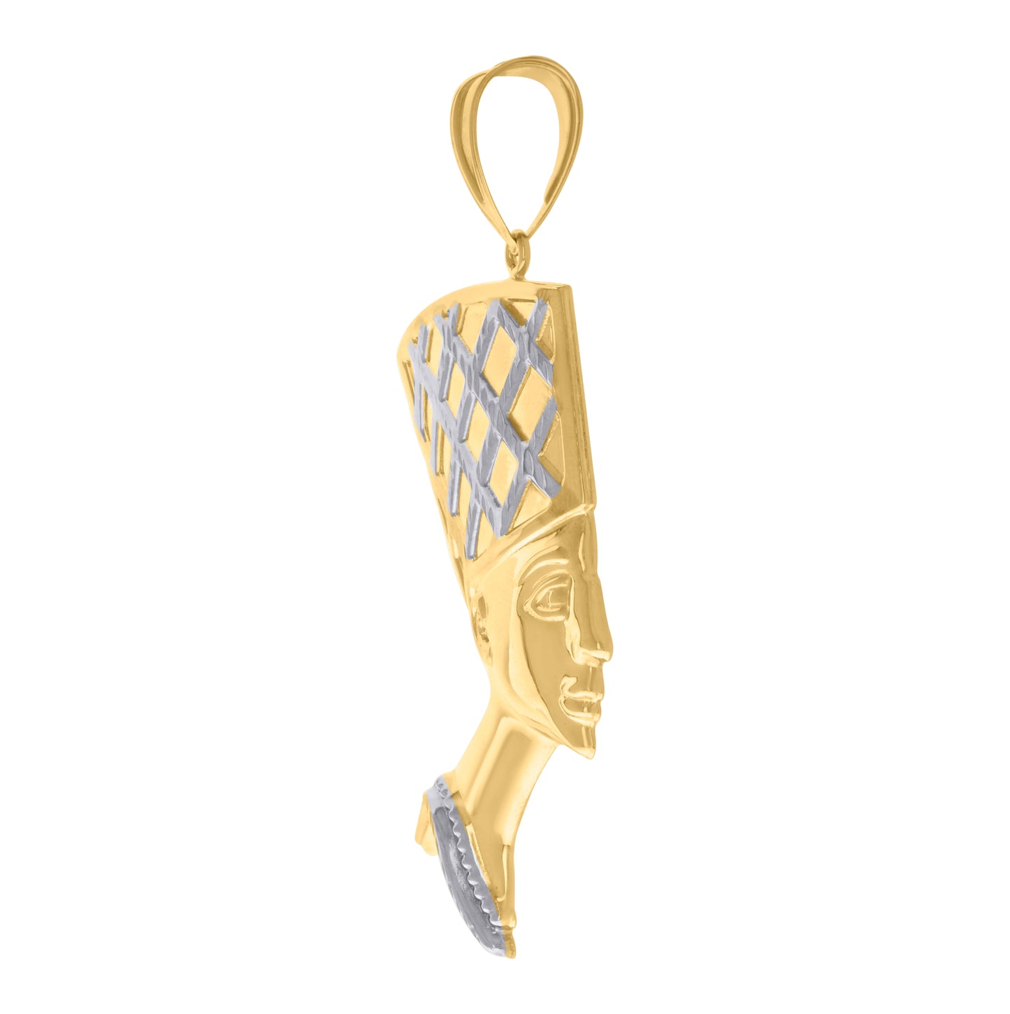 10K Gold Two-Tone Mens Nefertiti Egyptian Charm Pendant