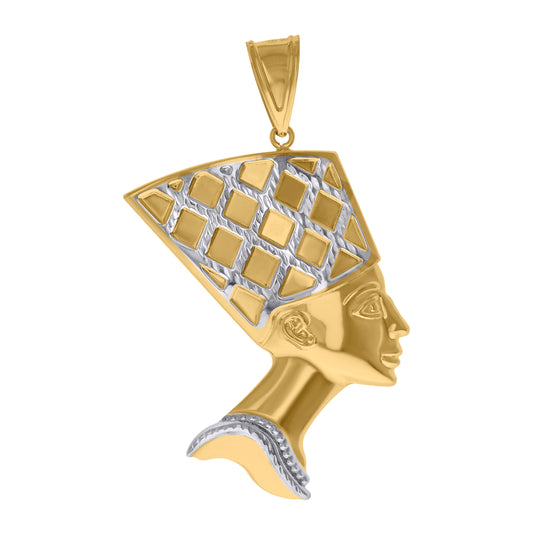 10K Gold Two-Tone Mens Nefertiti Egyptian Charm Pendant