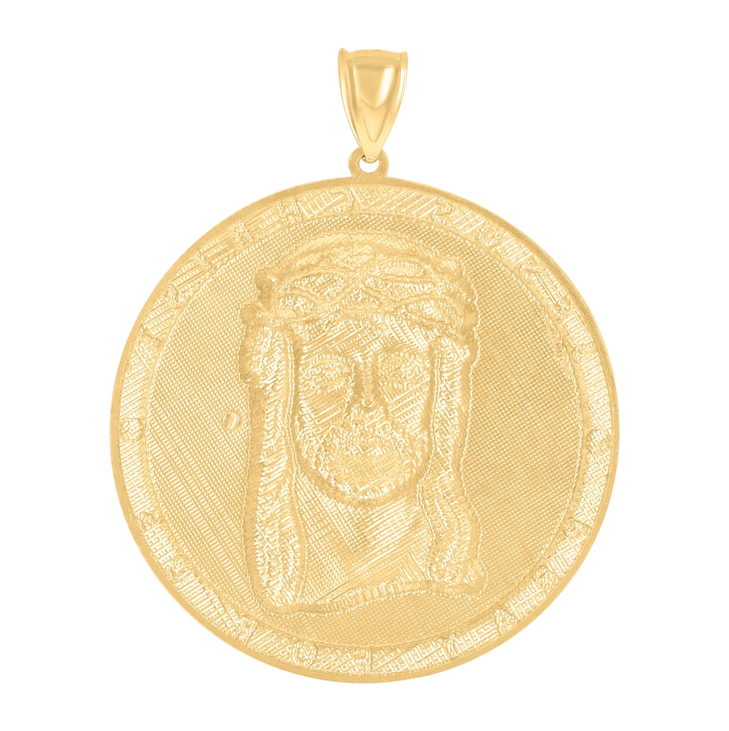 10K Two-Tone Gold Unisex Religious Jesus Medallion Charm Pendant