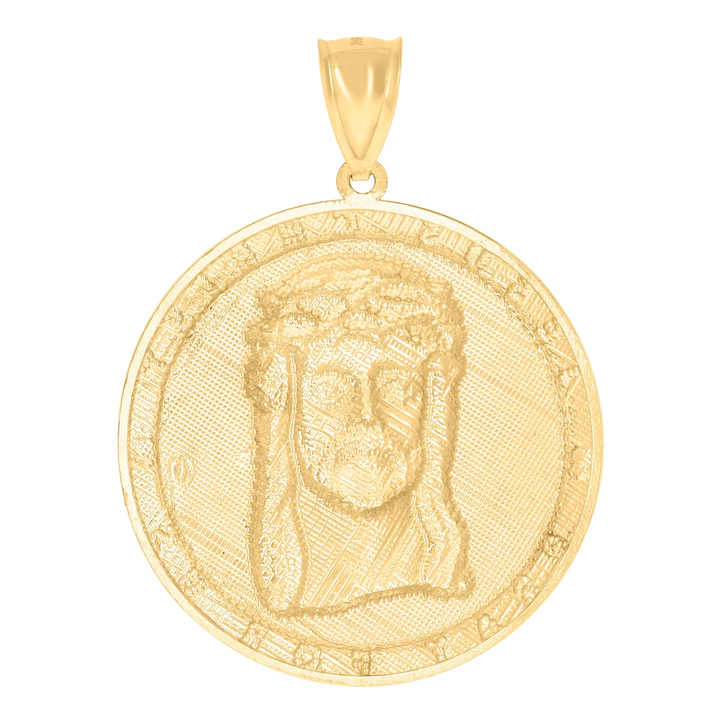 10K Two-Tone Gold Mens Jesus Christ Pray For Us Religious Charm Pendant