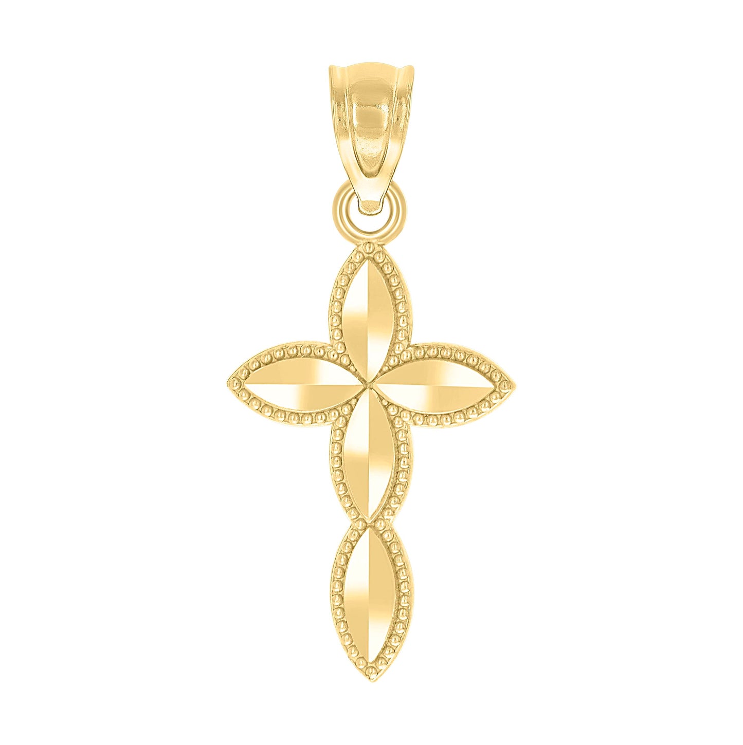10K Yellow Gold Unisex Passion Cross Religious Charm Pendant