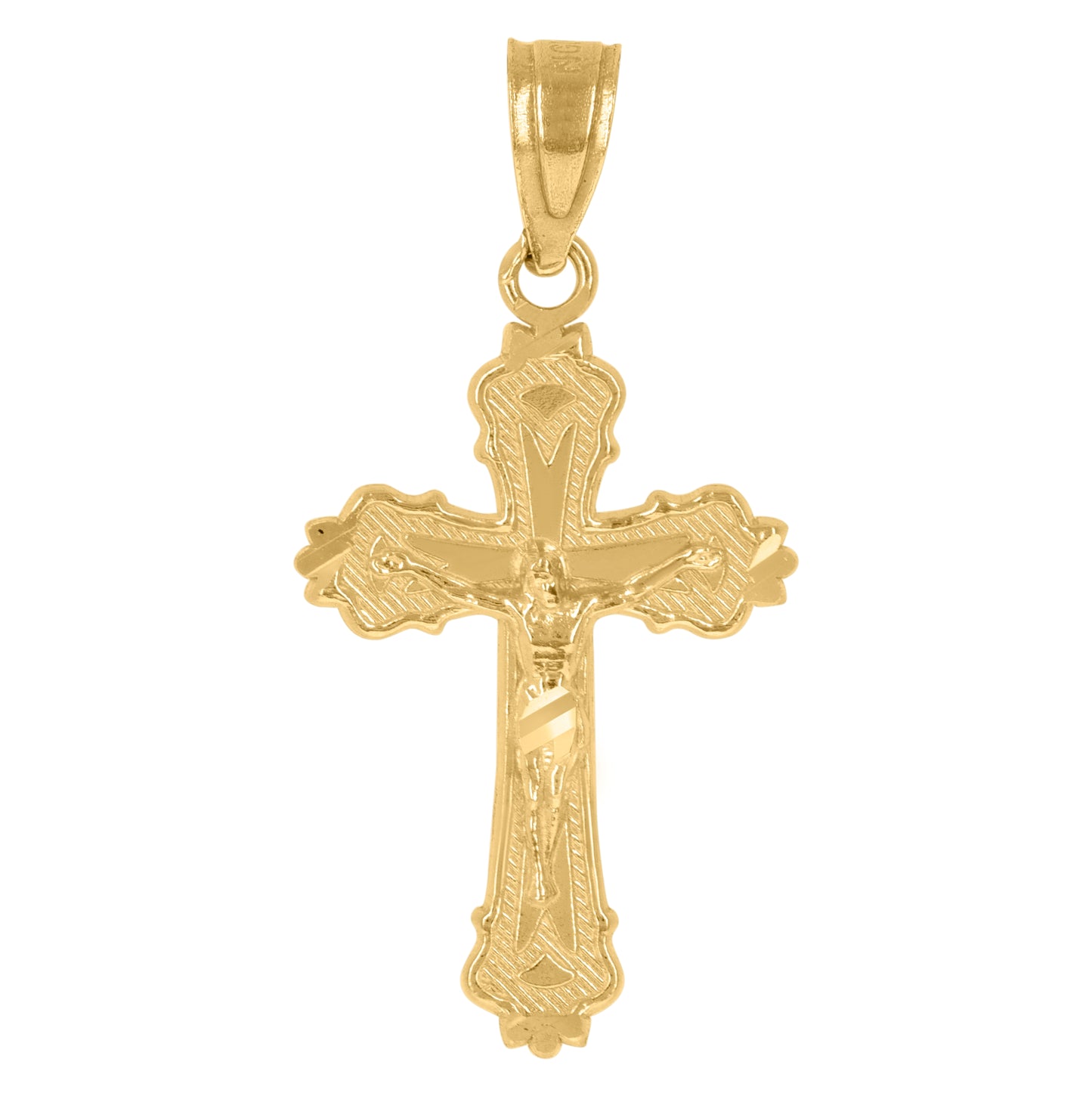 10K Yellow Gold Unisex Crucifix Cross Religious Charm Pendant