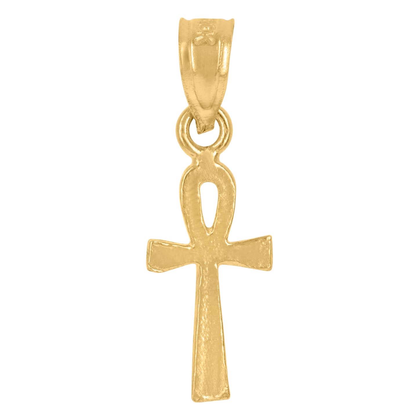 10K Yellow Gold Diamond-Cut Womens Ankh Cross Religious Charm Pendant