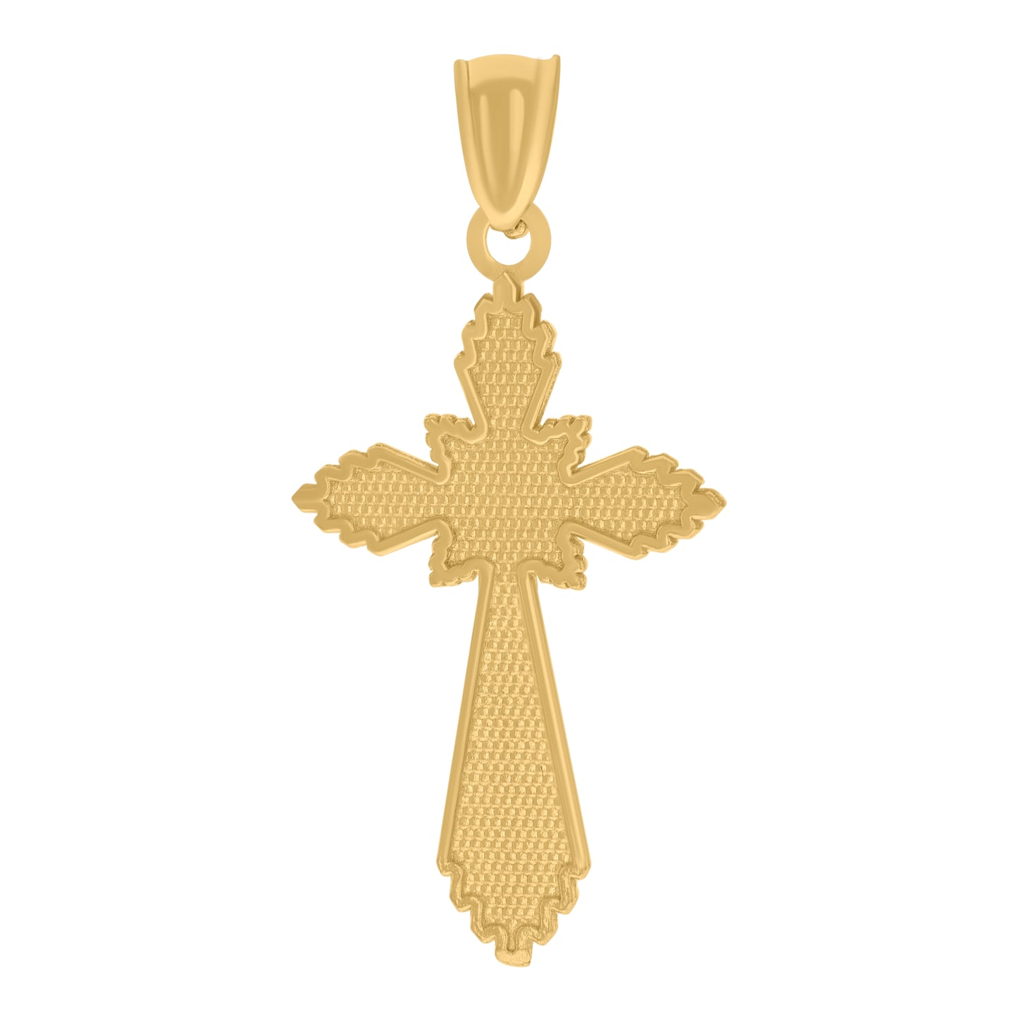 10K Yellow Gold Textured Womens Cross Religious Charm Pendant