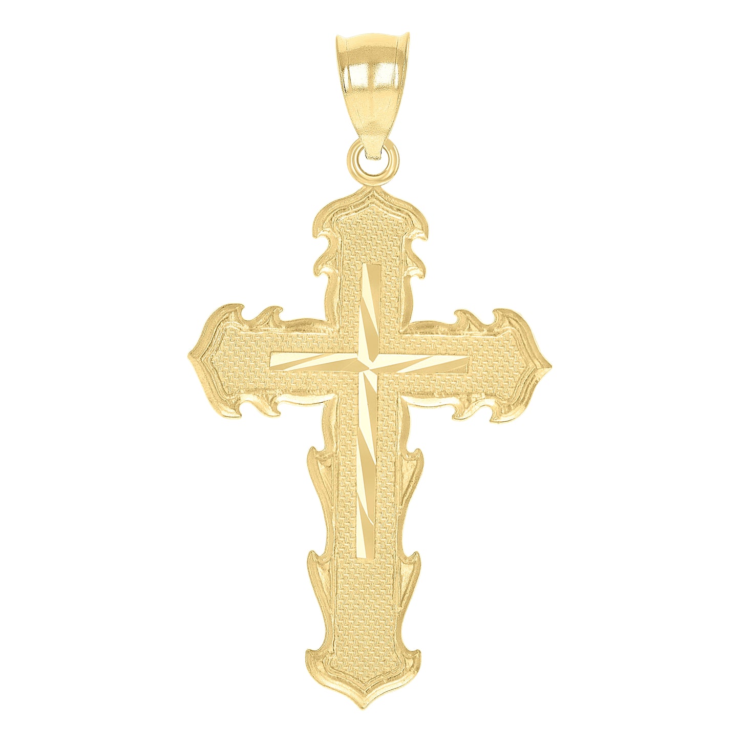 10K Yellow Gold Unisex Cross Religious Charm Pendant