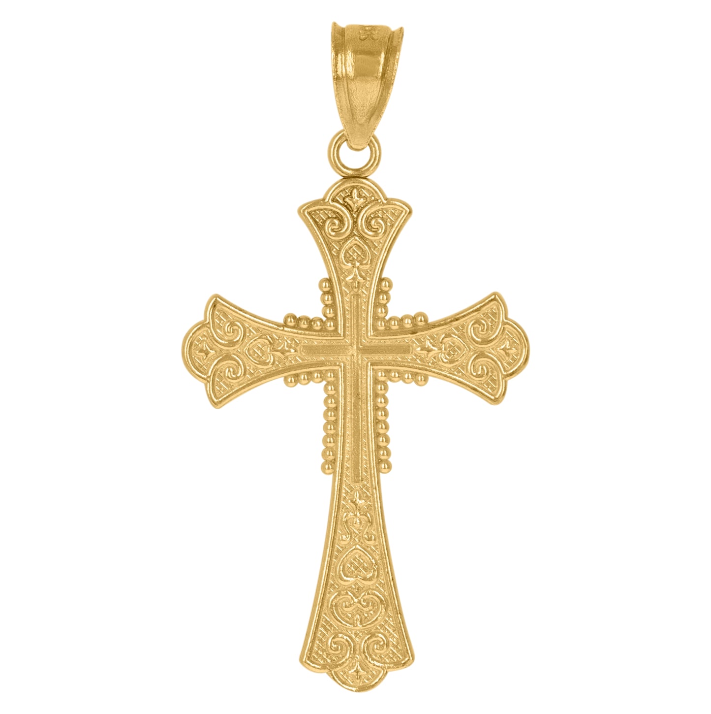 10K Yellow Gold Diamond-Cut Womens Cross Crucifix Religious Charm Pendant