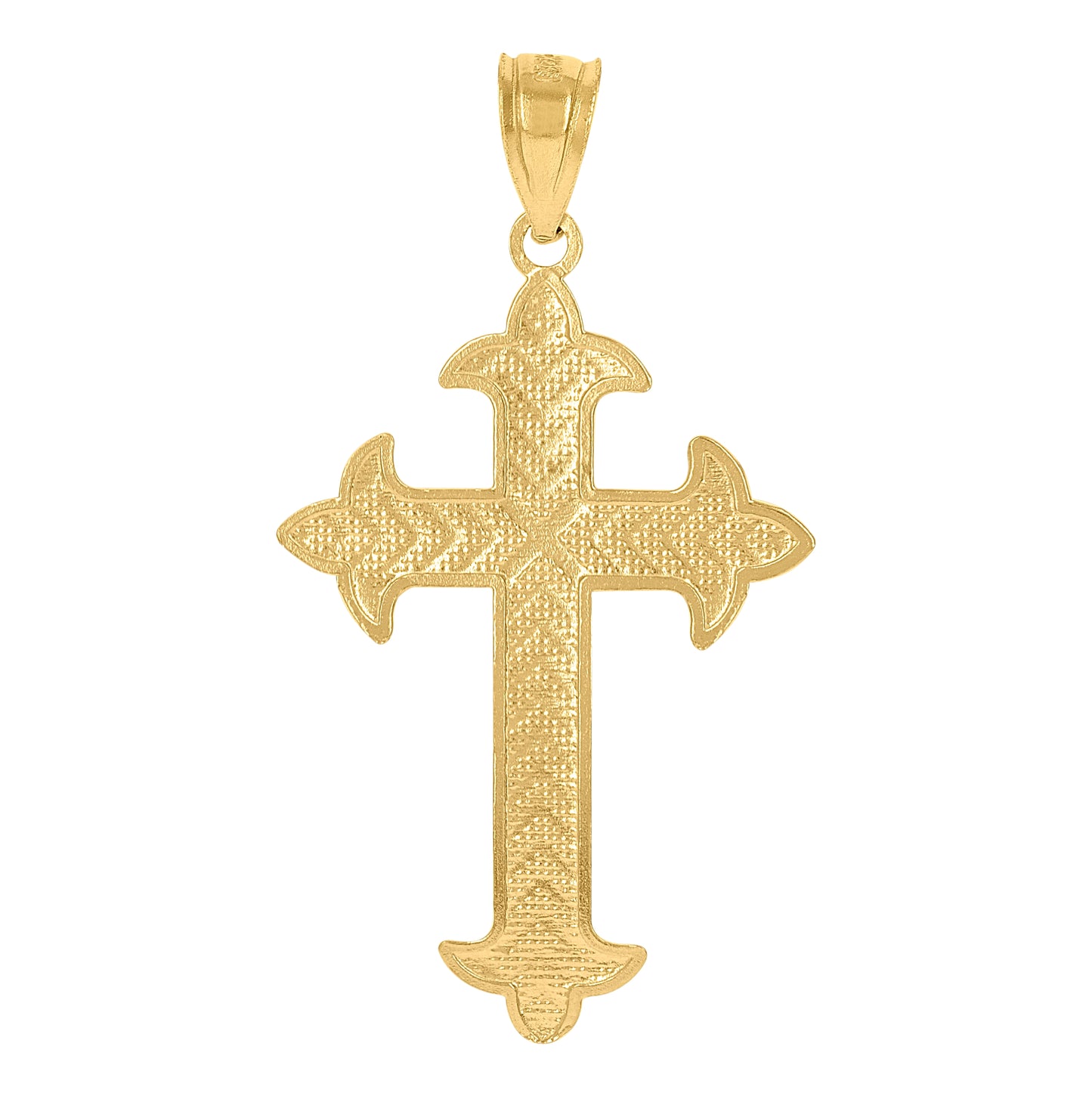 10K Yellow Gold Diamond-Cut Womens Cross Religious Charm Pendant