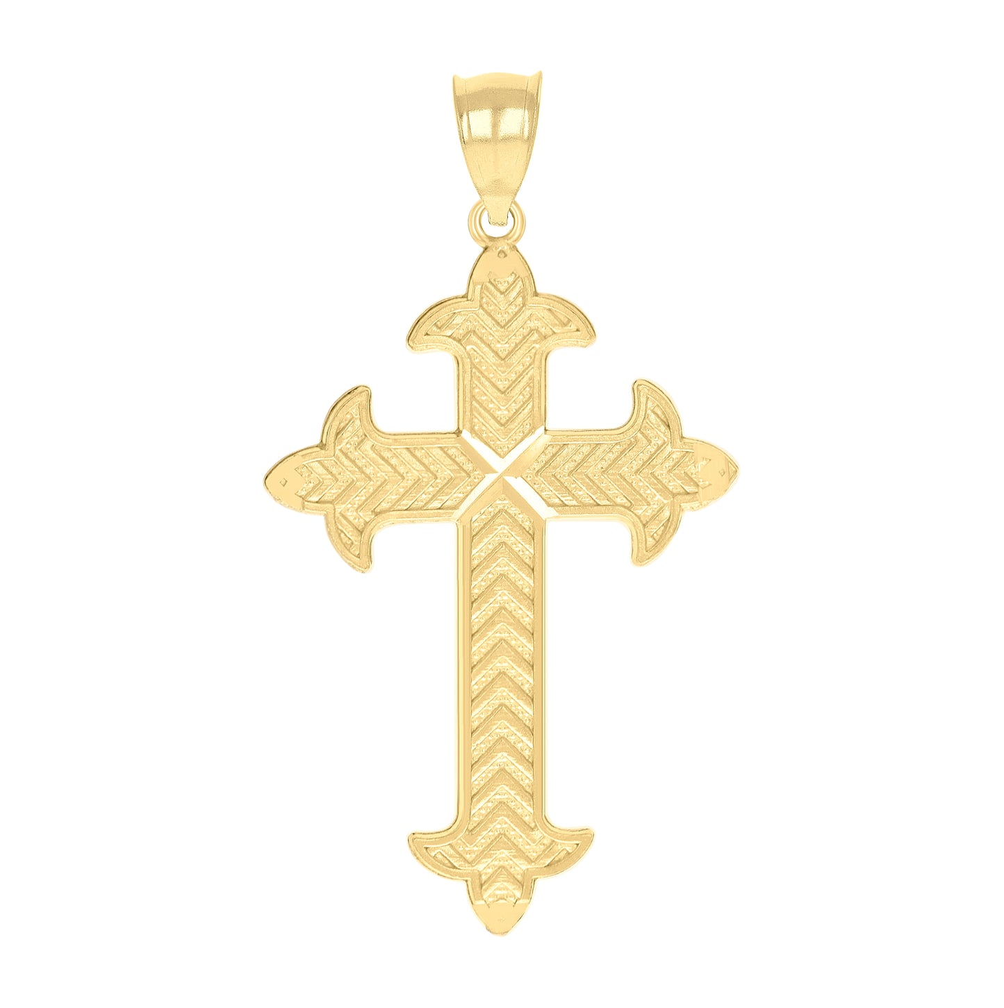 10K Yellow Gold Diamond-Cut Womens Cross Religious Charm Pendant