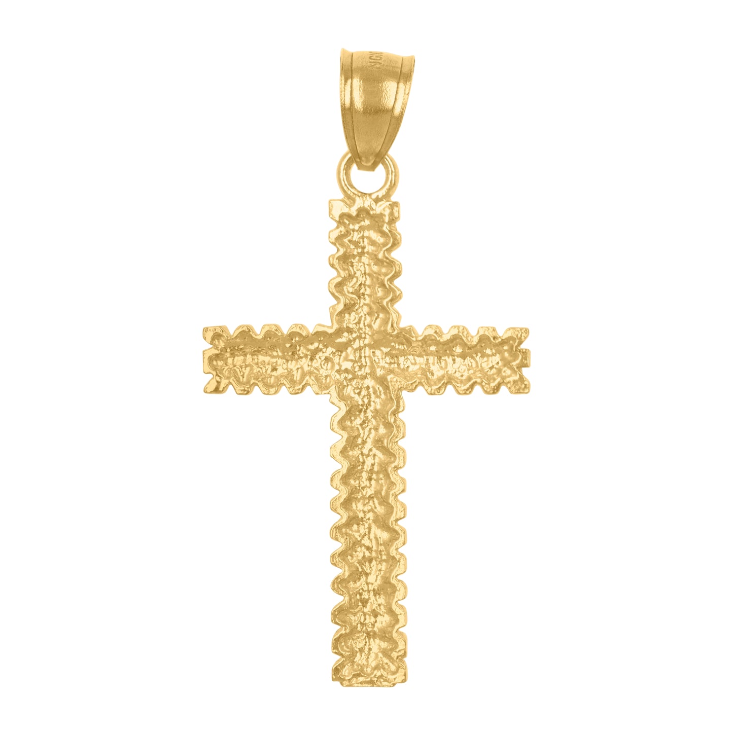 10K Yellow Gold Unisex Diamond-Cut Cross Religious Charm Pendant